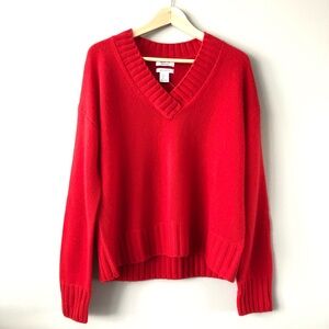 Jason Wu 100% cashmere V neck sweater large red knit sweater